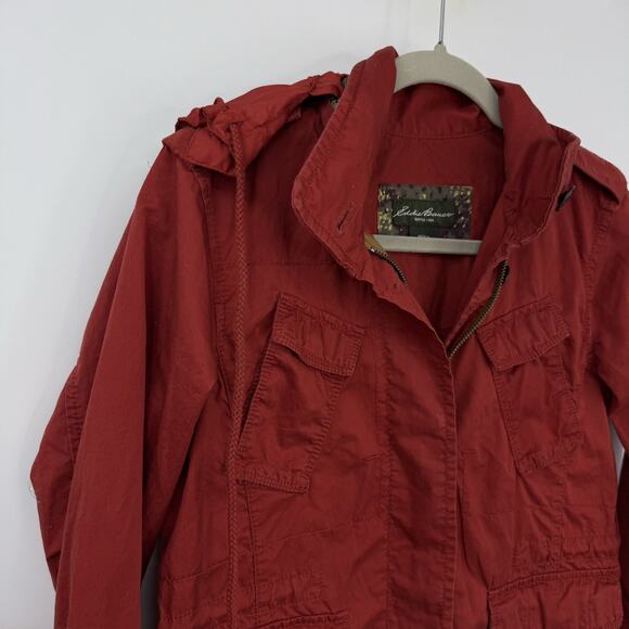 Eddie Bauer XS Women Utility Jacket Rust Hooded Full Zip Bella Twilight Gorpcore - Picture 3 of 14